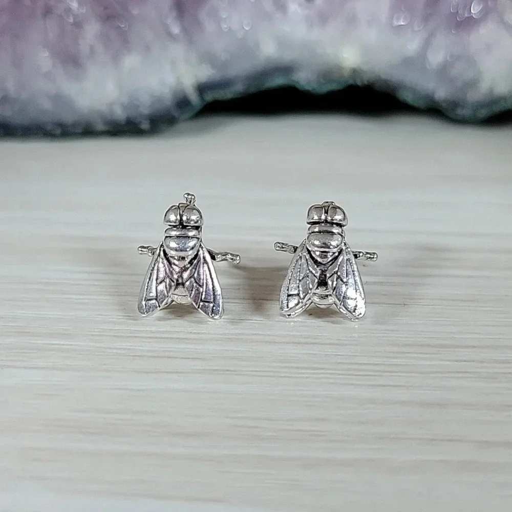 Housefly Stud Earrings, unisex